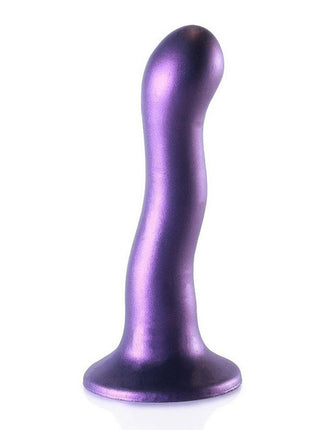 Ouch! Ultra Soft Curvy G-Spot Silicone Dildo 7in - Metallic - Purple