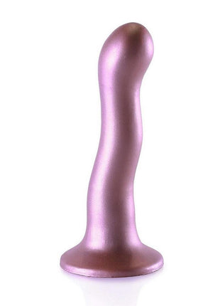 Ouch! Ultra Soft Curvy G-Spot Silicone Dildo 7in - Mettalic - Rose Gold