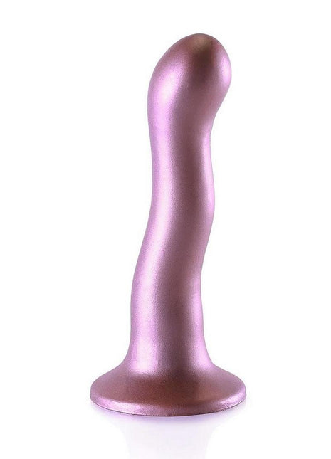 Ouch! Ultra Soft Curvy G-Spot Silicone Dildo 7in - Mettalic - Rose Gold