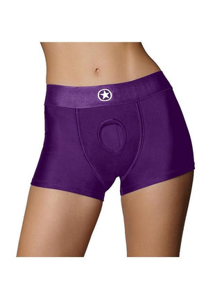 Ouch! Vibrating Strap-On Boxer Rechargeable - Purple - Small/XSmall