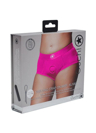 Ouch! Vibrating Strap-On Brief Rechargeable - Pink - XLarge/XXLarge