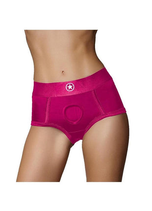 Ouch! Vibrating Strap-On Brief Rechargeable - Pink - Small/XSmall