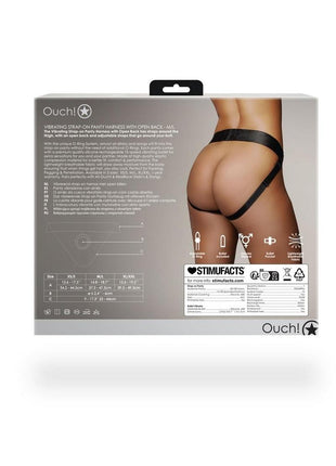 Ouch! Vibrating Strap-On Panty Harness with Open Back Rechargeable