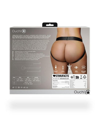 Ouch! Vibrating Strap-On Panty Harness with Open Back Rechargeable