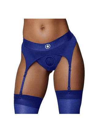 Ouch! Vibrating Strap-On Thong Rechargeable - Blue - Large/Medium
