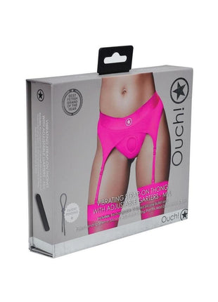 Ouch! Vibrating Strap-On Thong Rechargeable - Pink - Large/Medium
