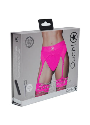 Ouch! Vibrating Strap-On Thong Rechargeable - Pink - Small/XSmall