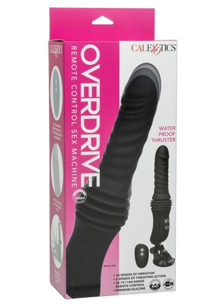 Overdrive Rechargeable Silicone Sex Machine Waterproof Thruster with Remote Control - Black