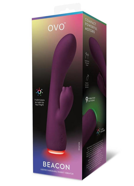 OVO Beacon Rechargeable Silicone Dual Stim Vibrator - Purple