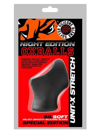 Oxballs Atomic Jock Unit-X Cock Ring and Ball Stretcher Night Edition - Black