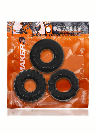 Oxballs Bonemaker Cock Ring Kit - Black - 3 Pack