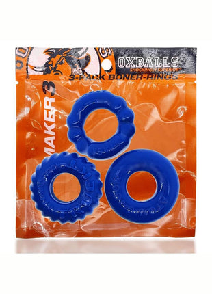 Oxballs Bonemaker Cock Ring Kit - Blue/Pool Blue - 3 Pack