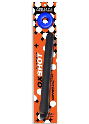 Oxballs Oxshot Silicone Butt Nozzle Shower Hose and Cock Ring - Black/Blue - 12in