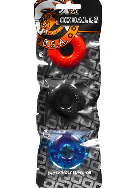Oxballs Ringer Donut Cock Ring (3 Pack) - Multiple - Multicolor