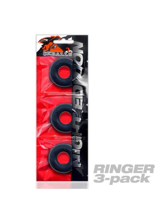 Oxballs Ringer Plus+ Silicone Cock Ring (3 Pack) - Night Edition - Black