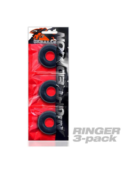 Oxballs Ringer Plus+ Silicone Cock Ring (3 Pack) - Night Edition - Black