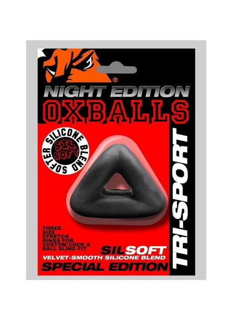 Oxballs Tri-Sport 3 Ring 3 Sized Cock Sling Night Edition - Black