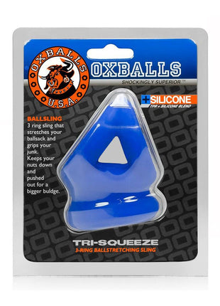 Oxballs Tri-Squeeze Silicone 3-Ring Ball Stretching Sling - Blue
