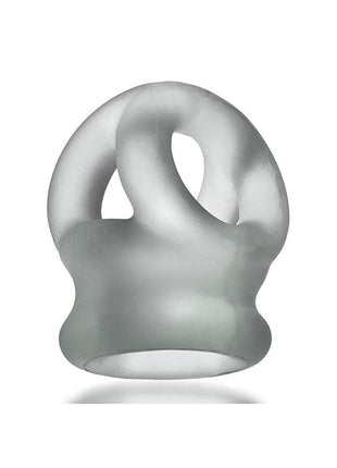 Oxballs Tri-Squeeze Silicone 3-Ring Ball Stretching Sling - Clear/Clear Ice