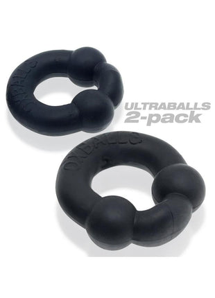 Oxballs Ultraballs Cock Ring Set (2 Pack)- Night Edition - Black