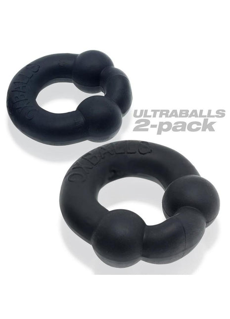 Oxballs Ultraballs Cock Ring Set (2 Pack)- Night Edition - Black