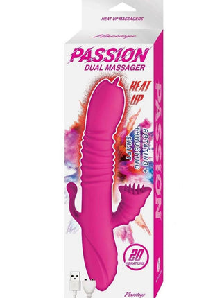 Passion Dual Massager Heat Up Rechargeable Silicone Rabbit Vibrator - Pink