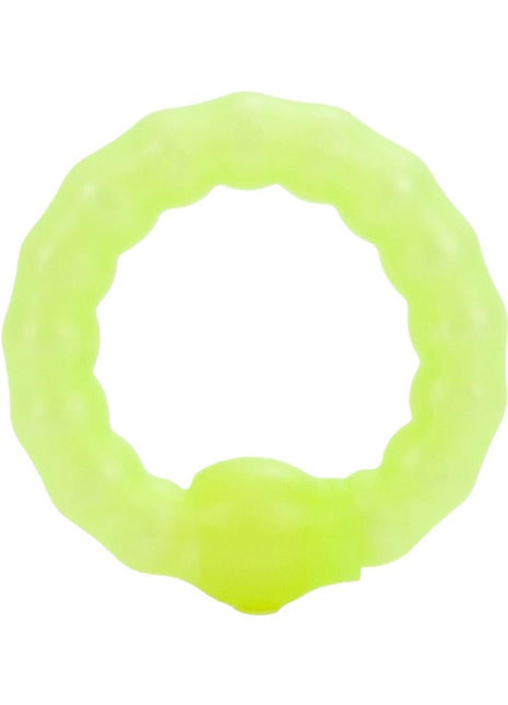 Pearl Beaded Prolong Silicone Cock Ring - Glow - Yellow