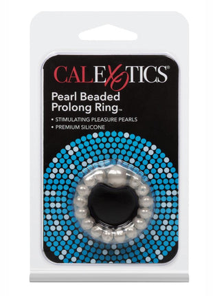Pearl Beaded Prolong Silicone Cock Ring - Smoke