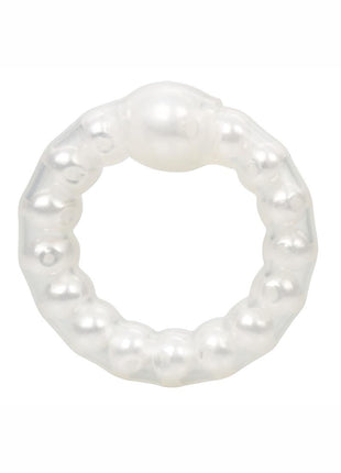 Pearl Beaded Prolong Silicone Cock Ring - White