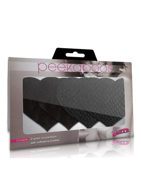 Peekaboo Classic Black Hearts Pasties - Black