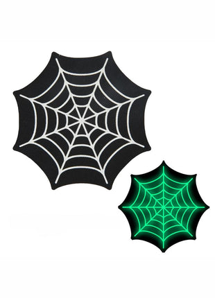 Peekaboo Glow In The Dark Webs Pasties - Black/Green