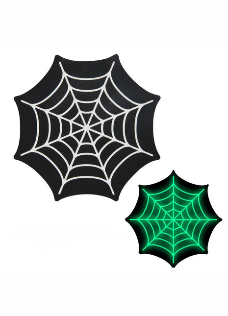 Peekaboo Glow In The Dark Webs Pasties - Black/Green