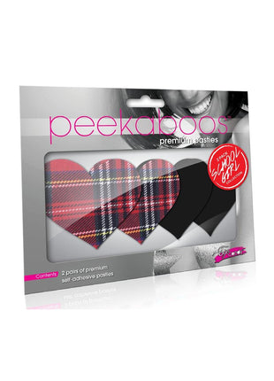 Peekaboo Schoolgirl Hearts Pasties - Red