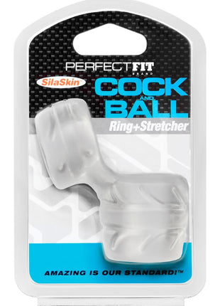 Perfect Fit Cock and Ball Ring + Stretcher Silaskin - Clear