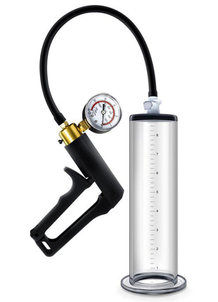 Performance Vx7 Vacuum Penis Pump with Brass Trigger and Pressure Gauge - Clear - 9.5in