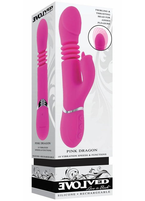Pink Dragon Rechargeable Silicone Multi Vibrator - Pink