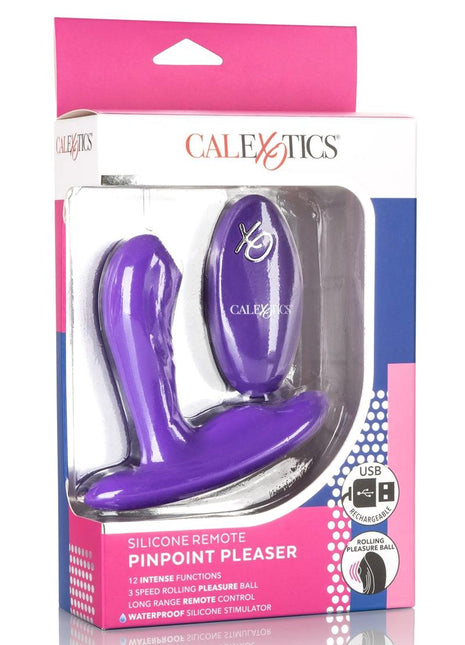Pinpoint Pleaser Silicone Rechargeable P-Spot Vibrator with Remote Control - Purple