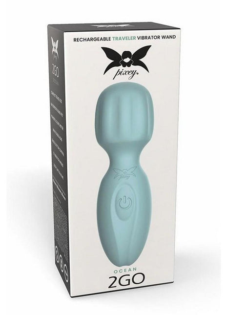 Pixey 2go Rechargeable Silicone Mini Wand - Ocean - Green