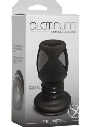 Platinum Premium Silicone - The Stretch - Medium Anal Expander Plug - Black