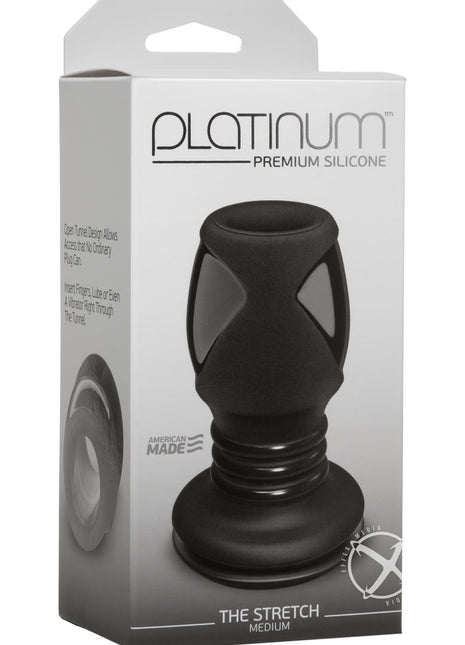 Platinum Premium Silicone - The Stretch - Medium Anal Expander Plug - Black