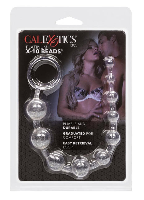 Platinum X 10 Anal Beads - Silver/White