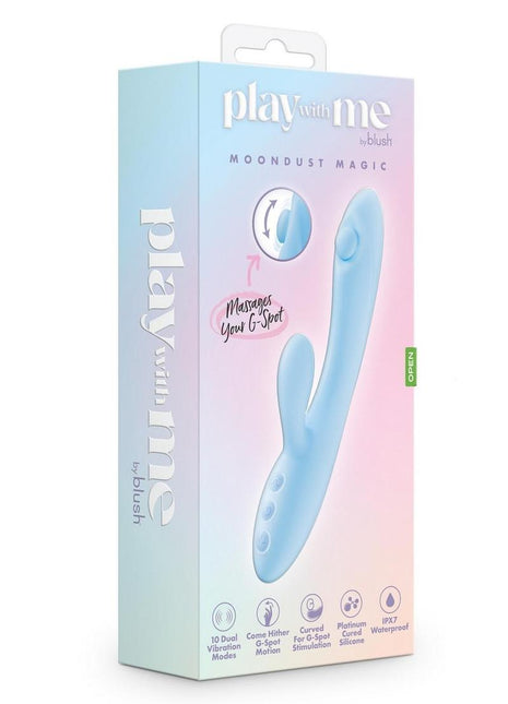Play with Me Moondust Magic Rechargeable Silicone Rabbit Vibrator - Blue