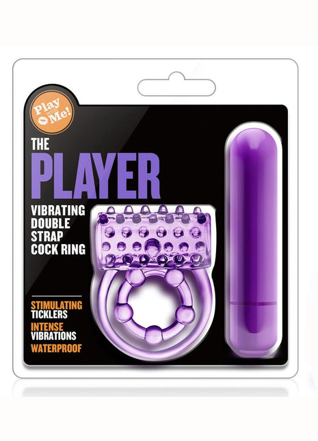 Play with Me The Player Vibrating Double Strap Cock Ring - Purple