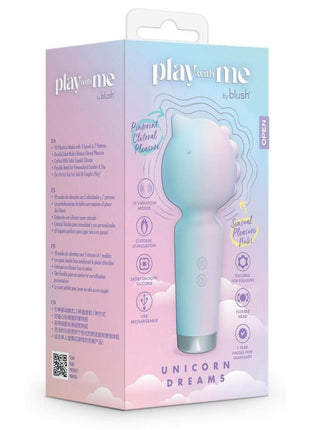 Play with Me Unicorn Dreams Silicone Rechargeable Clitoral Stimulator - Blue/Green
