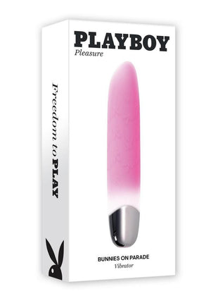 Playboy Bunnies On Parade Rechargeable Silicone Vibrator with Clitoral Stimulator - Pink