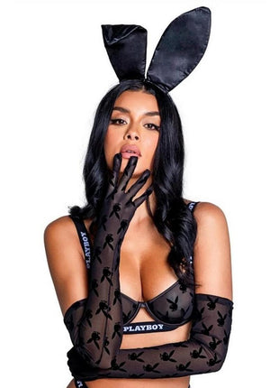 Playboy Bunny Noir Gloves - Black - One Size