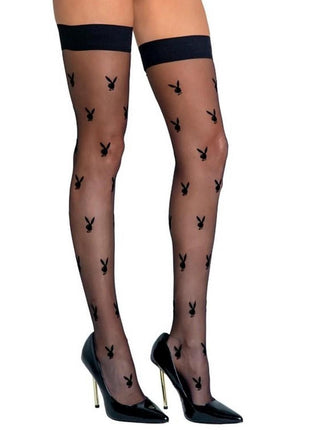 Playboy Bunny Noir Stockings - Black - One Size