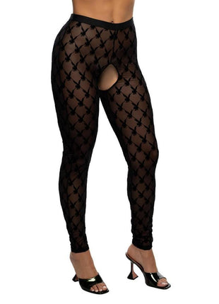 Playboy Burnout Bunny Footless Tights - Black/White - One Size