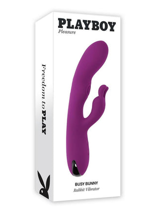 Playboy Busy Bunny Rechargeable Silicone Rabbit Vibrator - Purple