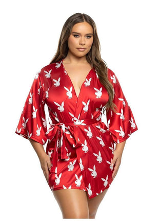 Playboy Chill Bunny Robe - Red/White - Queen